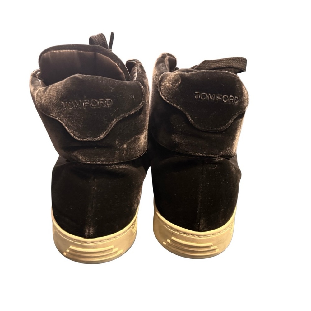Tom Ford Black Velvet High-Top Sneakers - Picture 3 of 5